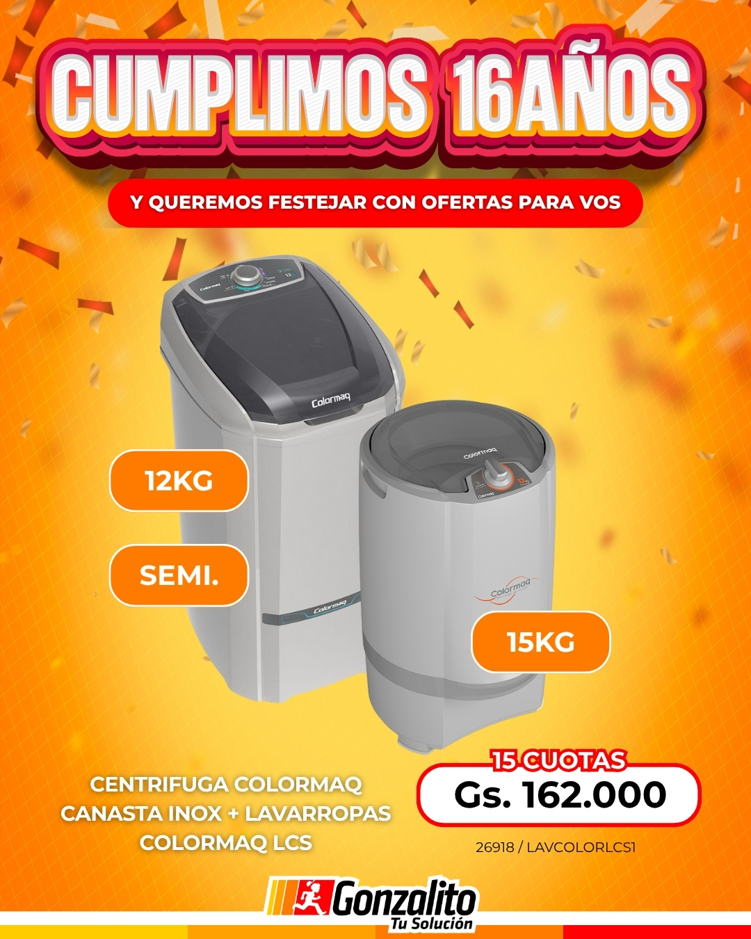 CENTRIFUGA COLORMAQ CANASTA INOX + LAVARROPAS COLORMAQ LCS