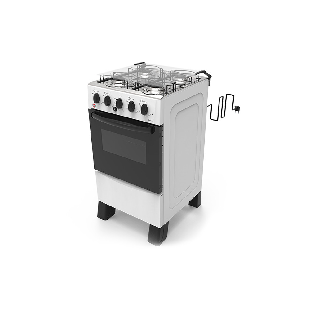 COCINA A GAS TOKYO BRAVO 4H M/INOX BLANCO C/ENCENDIDO T/VIDRIO