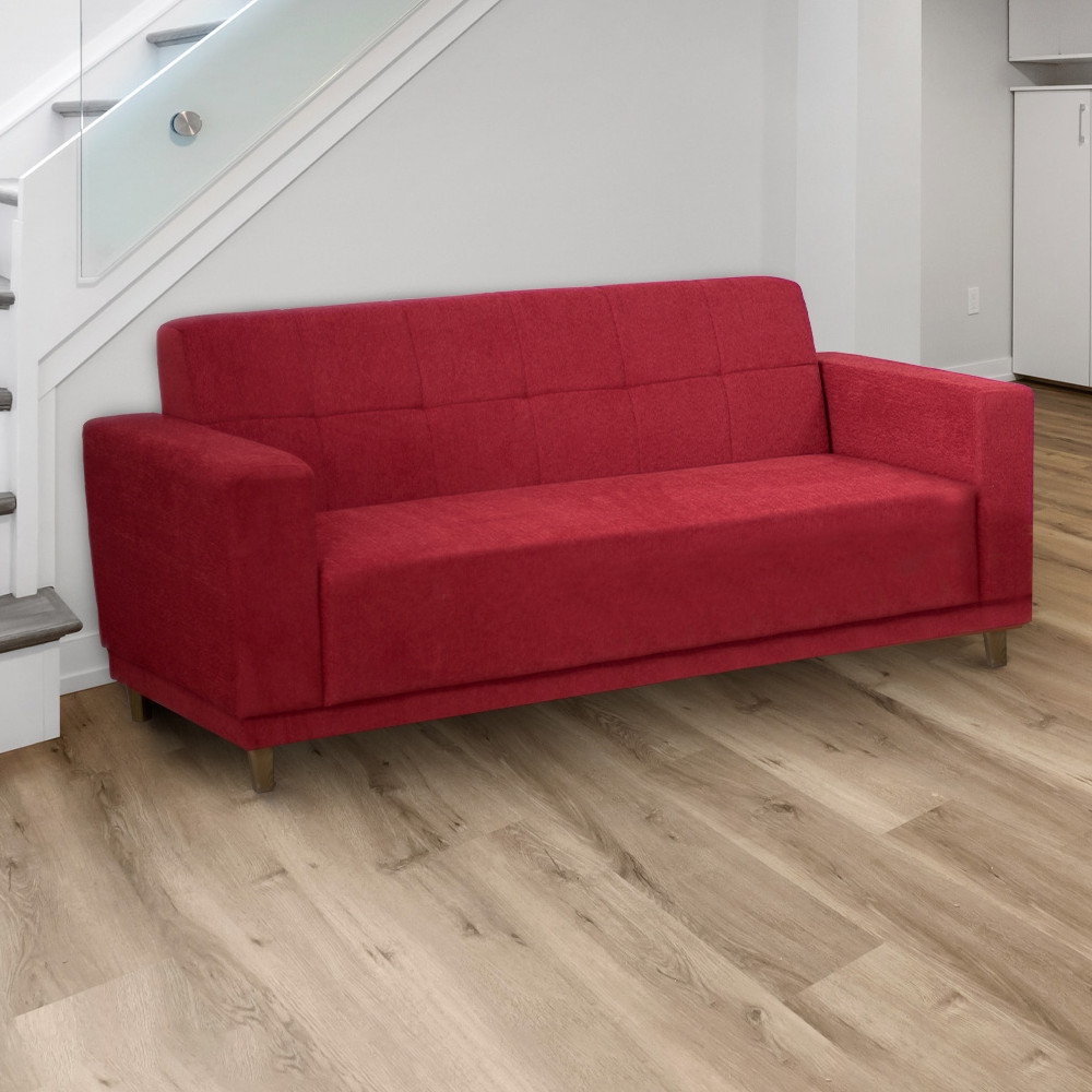 SOFA CONFORT NOGAL COLOR BORDO 3 LUGARES- NGO