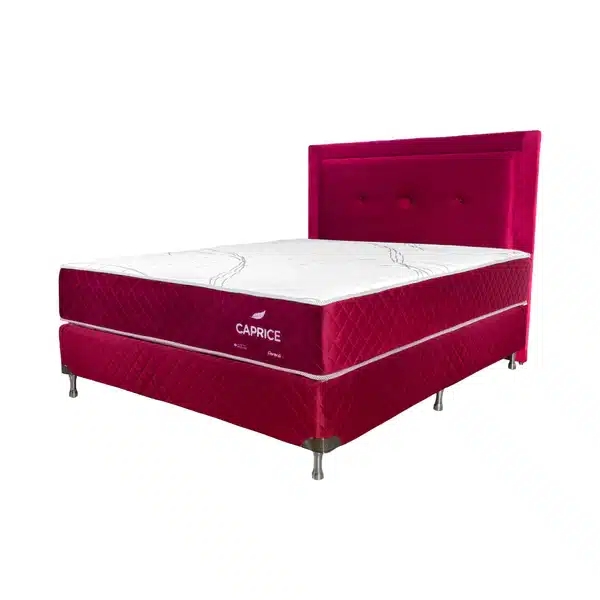 SOMIER COMPLETO CAPRICE 1.60X2.00 BORDO 110K + 2 ALMOHADAS