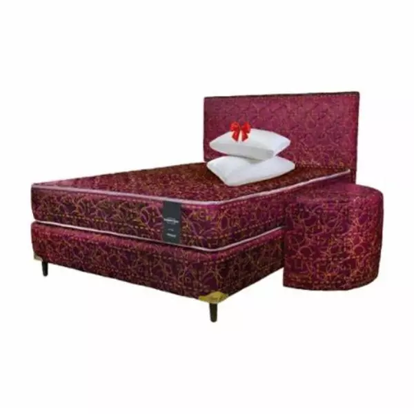 SOMIER COMPLETO CONVENCIONAL 1.60X2.00 80K BORDO + 2 ALMOHADAS