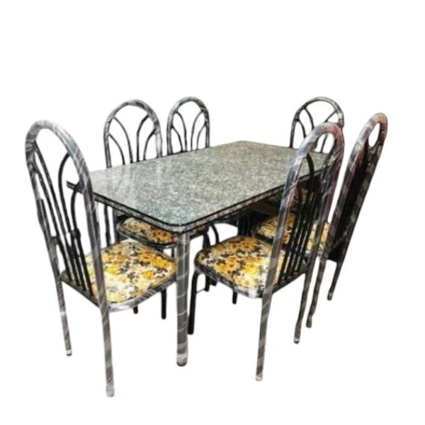 JUEGO DE COMEDOR CON 6S IMPERIAL NEGRO METAL HOGAR