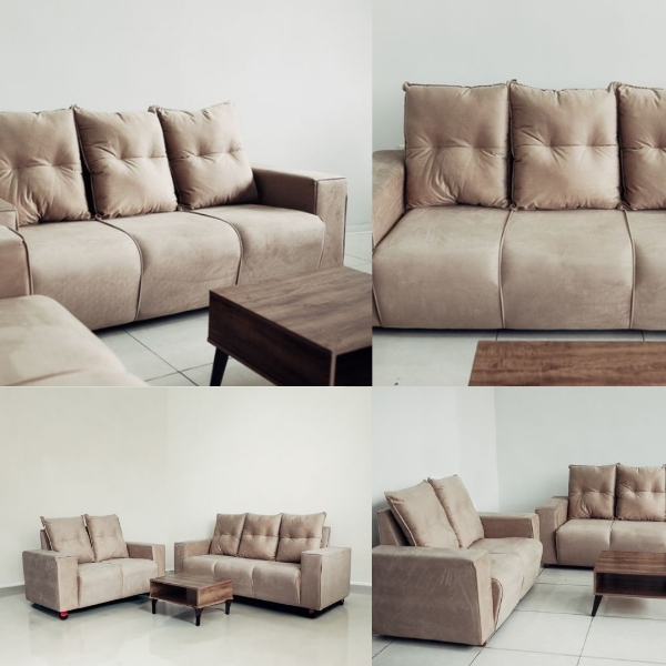 JUEGO DE LIVING ALELI 3-2 LUGARES BEIGE + 2 ALMOHADAS MOVELMAX