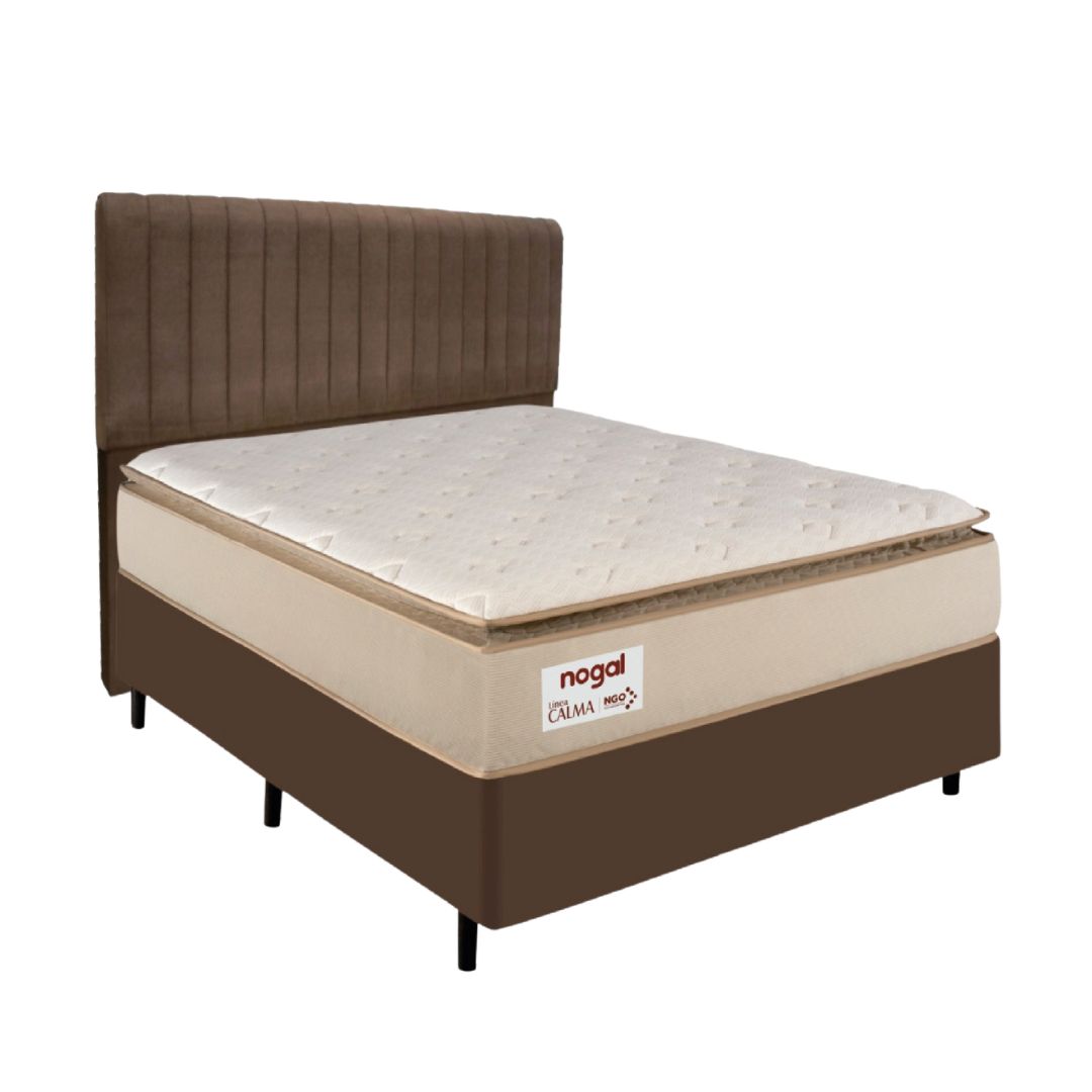 SOMIER NOGAL CALMA MATRIMONIAL 1.38X1.88 MARRON/BEIGE B+C