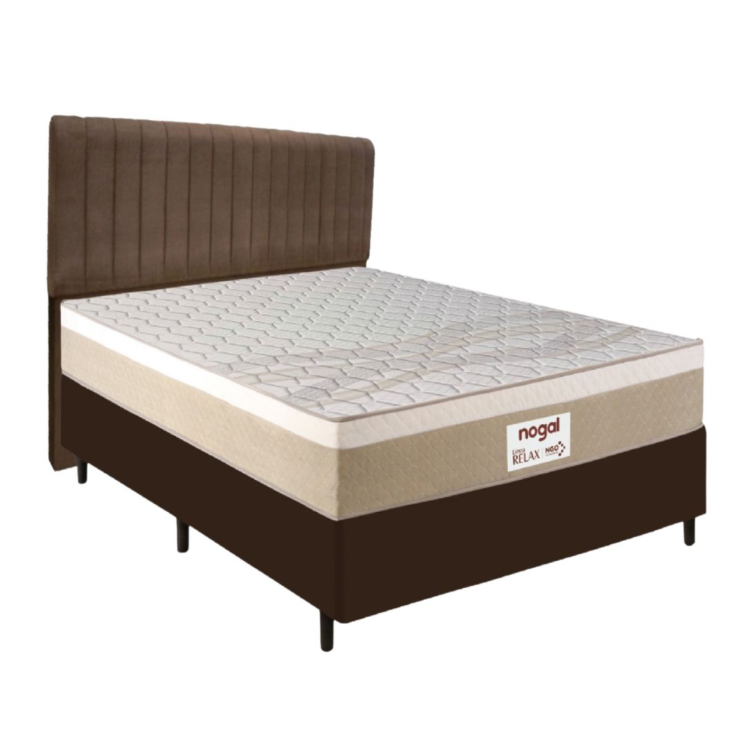 SOMIER NOGAL RELAX MATRIMONIAL 1.38X1.88 MARRON BASE+COLCHON