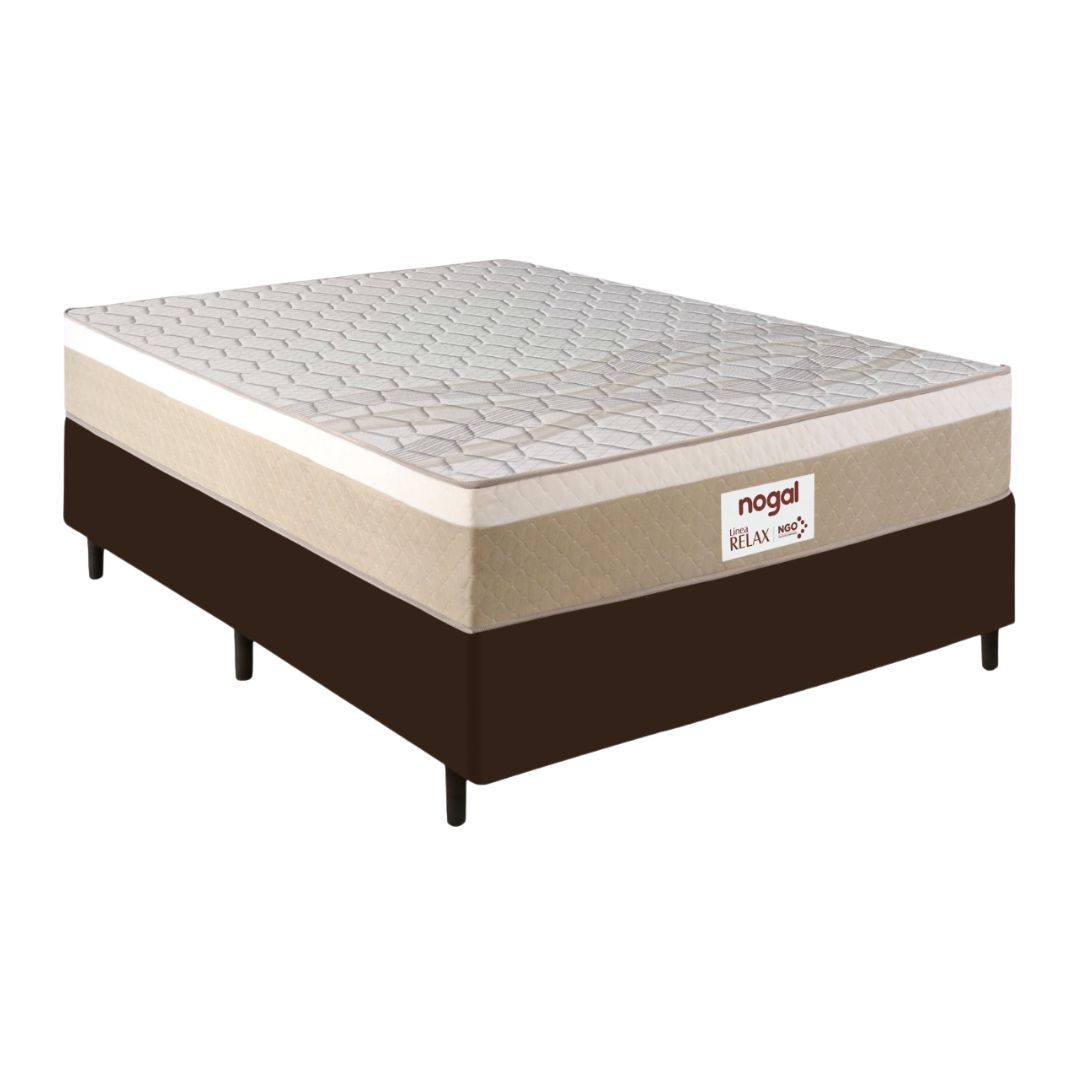SOMIER NOGAL RELAX MATRIMONIAL 1.38X1.88 MARRON BASE+COLCHON