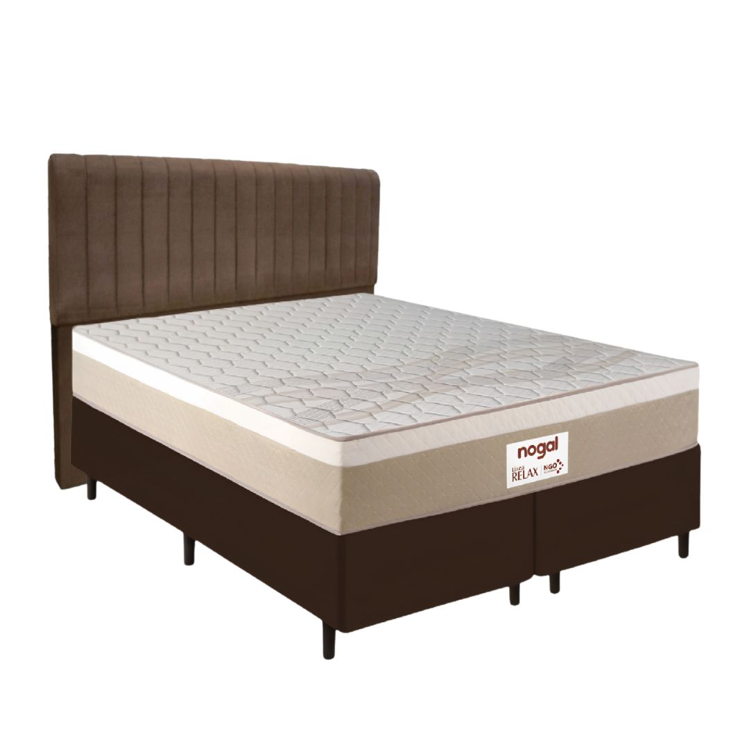 SOMIER NOGAL RELAX QUEEN 1.58X1.98 MARRON BASE+COLCHON