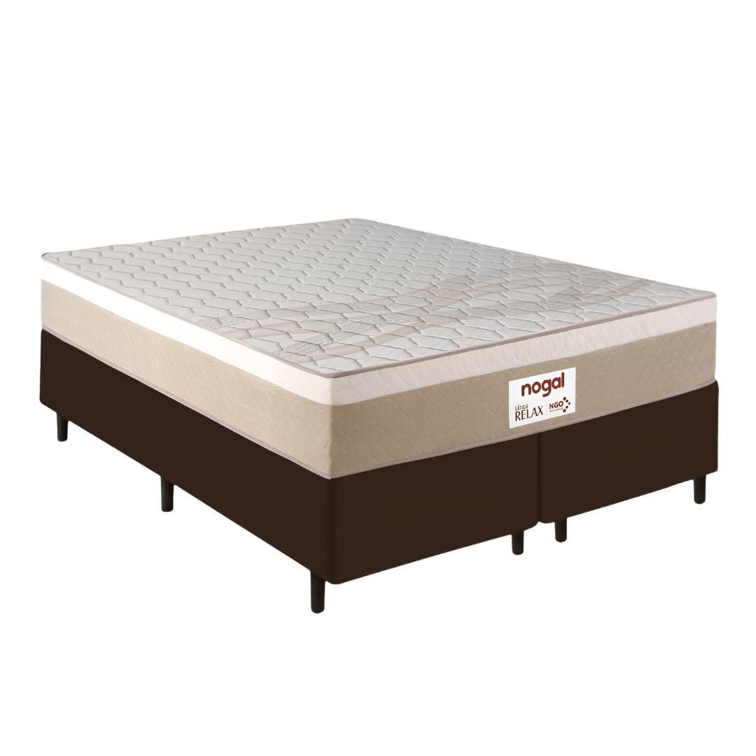 SOMIER NOGAL RELAX QUEEN 1.58X1.98 MARRON BASE+COLCHON
