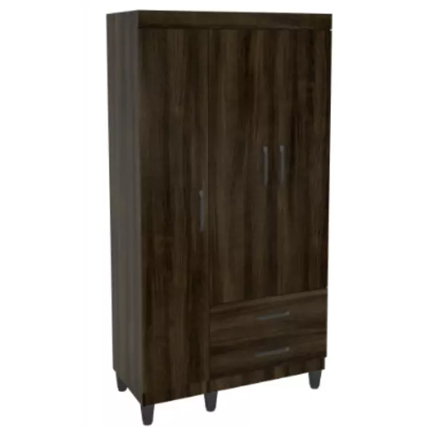 ROPERO ANHEMBI 3 PUERTAS 2 CAJONES 200070  MARRON OSCURO POLITORNO
